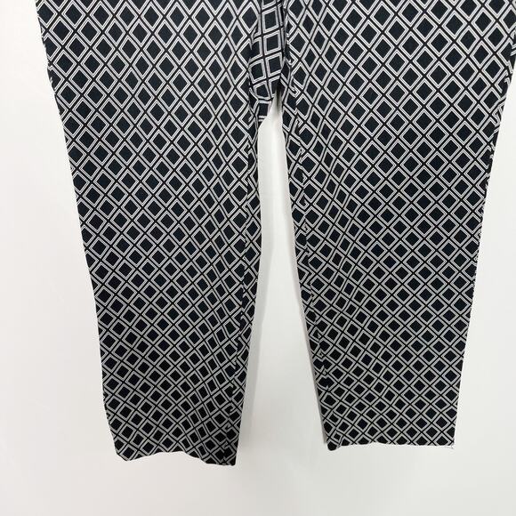 Premise Womens PM Black White Geometric Cropped Pants Petite Medium M Stretch - Picture 4 of 10